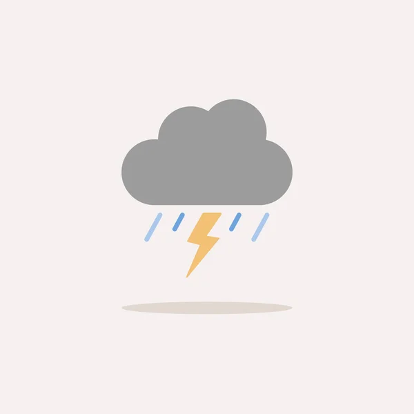 Burza Ulewny Deszcz Kolorowa Ikona Cieniem Ilustracja Wektora Pogody — Wektor stockowy