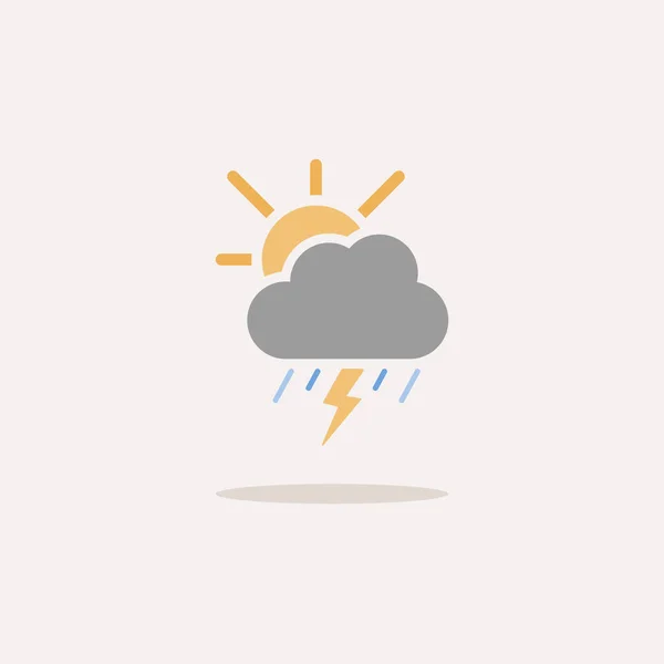 Storm Heavy Rain Sun Color Icon Shadow Weather Vector Illustration — Archivo Imágenes Vectoriales