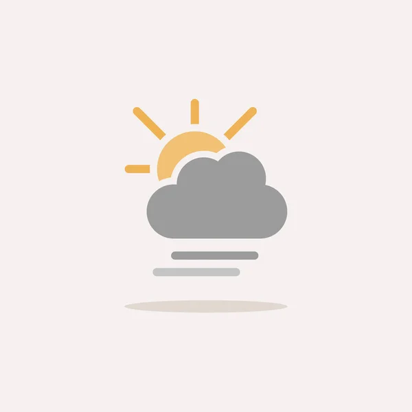 Soft Fog Cloud Sun Color Icon Shadow Weather Vector Illustration — Vettoriale Stock