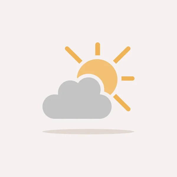 Sonne Und Wolken Farbsymbol Mit Schatten Abbildung Des Wettervektors — Stockvektor