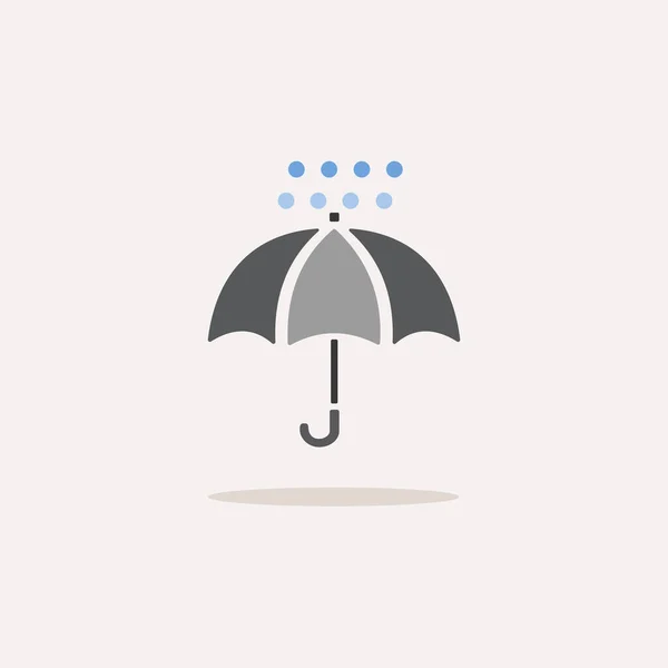 Regenschirm Und Hagel Farbsymbol Mit Schatten Abbildung Des Wettervektors — Stockvektor