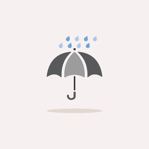 Regenschirm Und Starkregen Farbsymbol Mit Schatten Abbildung Des Wettervektors — Stockvektor