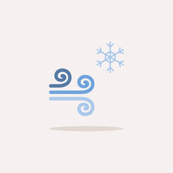 Wind Und Schnee Farbsymbol Mit Schatten Abbildung Des Wettervektors — Stockvektor