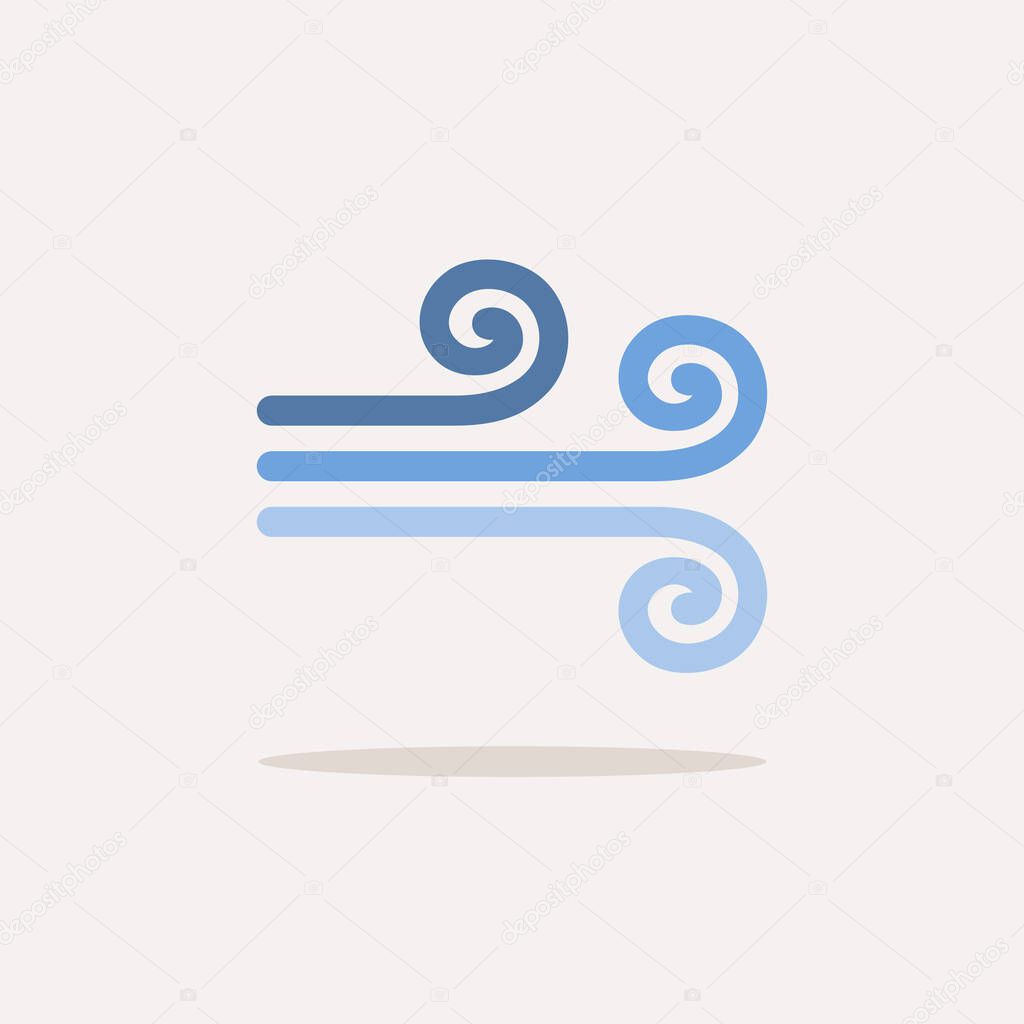 Wind. Color icon with shadow. Weather vector illustration