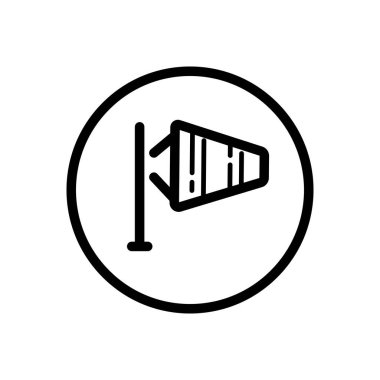 Güçlü rüzgar. Daire şeklinde bir taslak simgesi. Hava vektörü illüstrasyonu