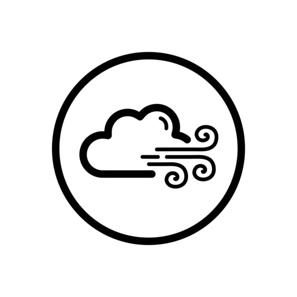 Vento Forte Nuvem Ícone Contorno Círculo Ilustração Vetor Meteorológico — Vetor de Stock