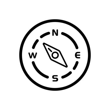 Pusula. Kuzeybatı yönünde. Bir çemberde hava durumu simgesi. İzole vektör illüstrasyonu