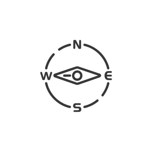 Kompass Dünne Linie Symbol Richtung Westen Isolierte Darstellung Von Wettervektoren — Stockvektor