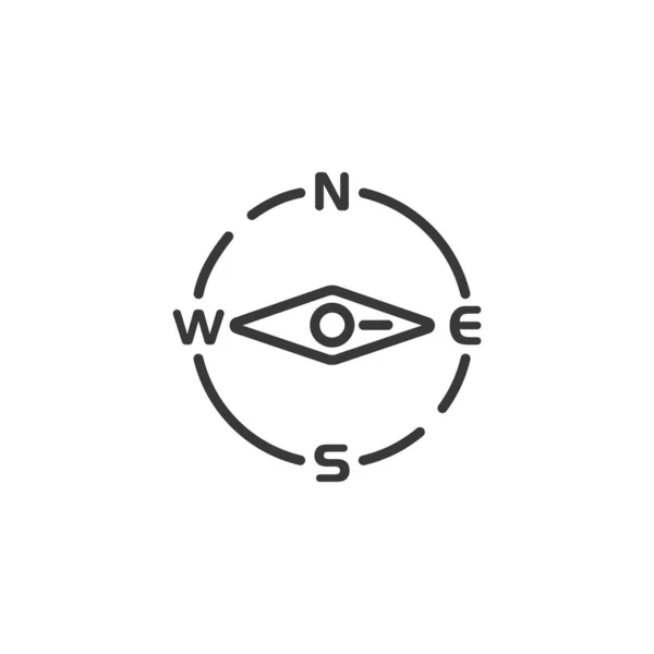 Bússola Ícone Linha Fina Direção Leste Ilustração Vetor Meteorológico Isolado —  Vetores de Stock
