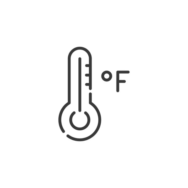 Thermomètre Farenheit Icône Ligne Mince Illustration Vectorielle Météo Isolée — Image vectorielle