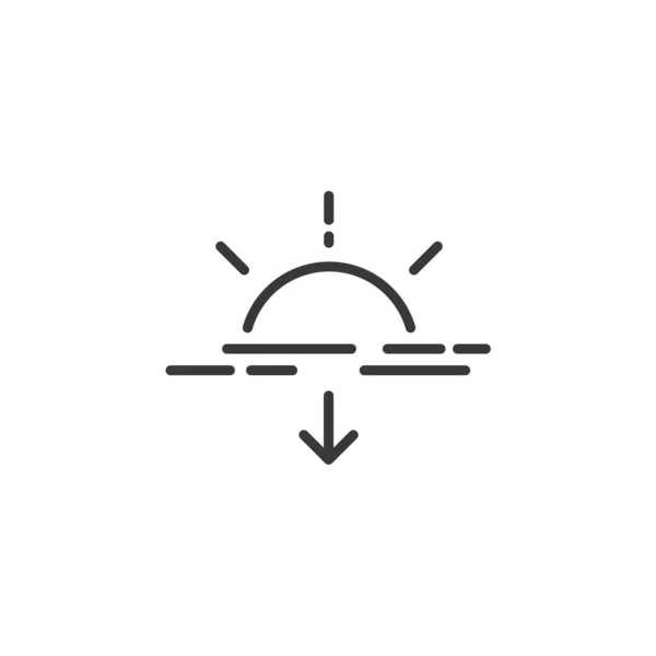 細い線のアイコンを日没 孤立した気象ベクトル図 — ストックベクタ