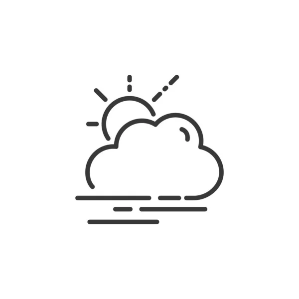 Fog Sun Thin Line Icon Isolated Weather Vector Illustration — Stock Vector