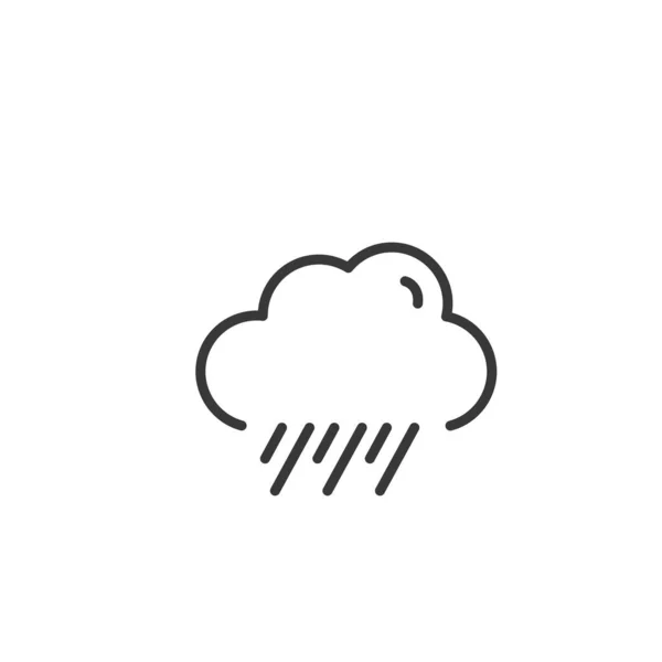 Regen Wolk Dunne Lijn Pictogram Geïsoleerde Weersvector Illustratie — Stockvector