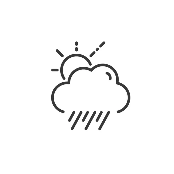 Pluie Nuage Soleil Icône Contour Météo Illustration Vectorielle Isolée — Image vectorielle