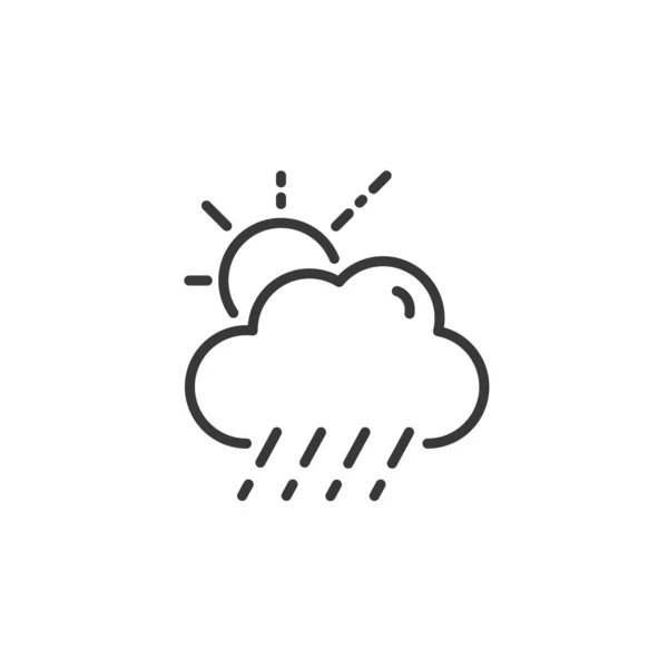 Sleet Cloud Sun Thin Line Icon Isolated Weather Vector Illustration — Stock Vector
