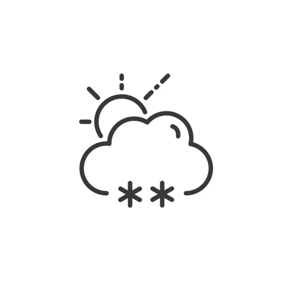 Icono Línea Delgada Nieve Nube Sol Ilustración Aislada Del Vector — Vector de stock