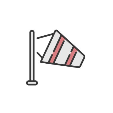 Orta rüzgar. Doldurulmuş renk simgesi. Hava vektörü illüstrasyonu