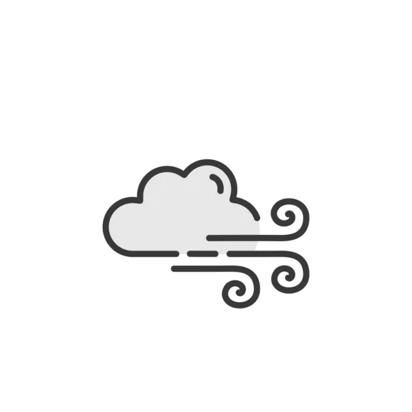 Forte Vento Nuvole Icona Colori Riempita Illustrazione Vettoriale Meteo — Vettoriale Stock