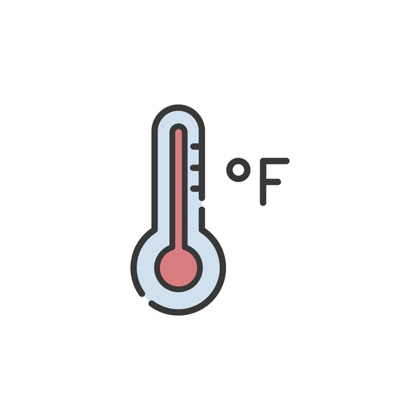 Farenheit Thermometer Filled Color Icon Weather Vector Illustration — Stock Vector