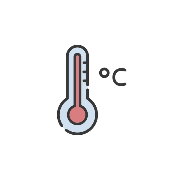 Термометр Цельсия Reilled Color Icon Векторная Иллюстрация Погоды — стоковый вектор