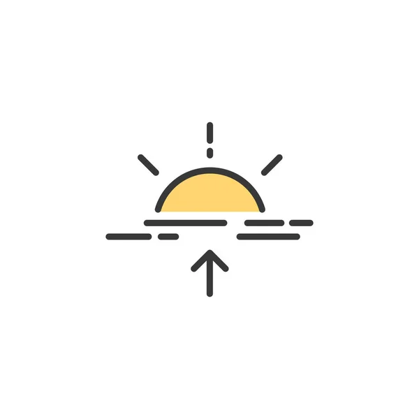 Sunrise Filled Color Icon Weather Vector Illustration — Stock Vector