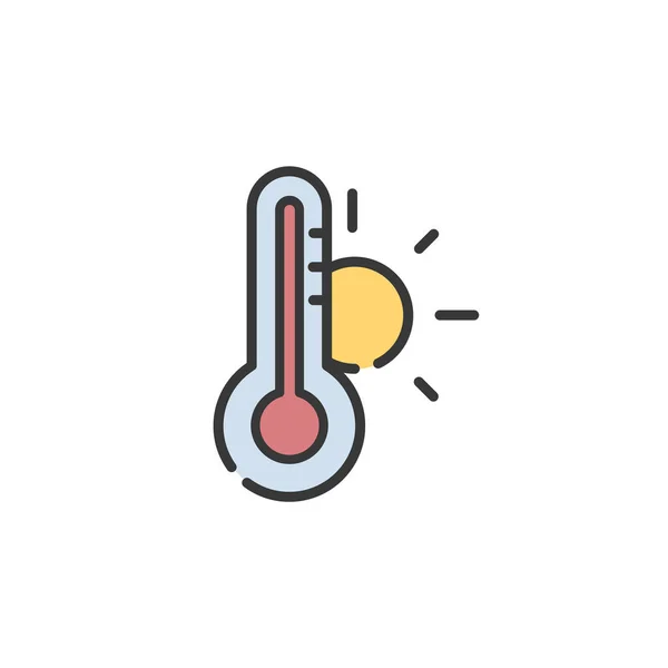 Termometr Letnia Temperatura Wypełniona Kolorowa Ikona Ilustracja Wektora Pogody — Wektor stockowy