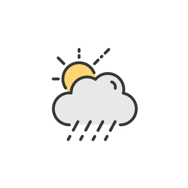 Sleet Cloud Sun Filled Color Icon Weather Vector Illustration — Stock Vector