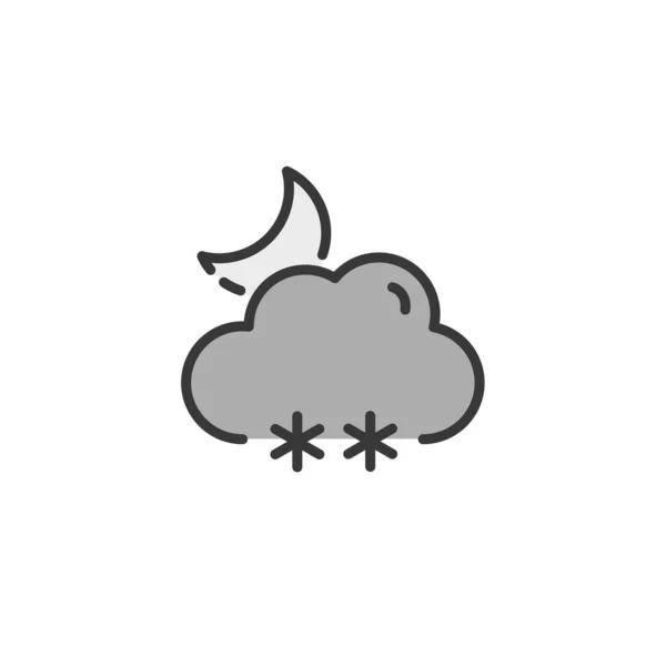 Sneeuw Wolken Maan Gevuld Kleurenpictogram Weervector Illustratie — Stockvector