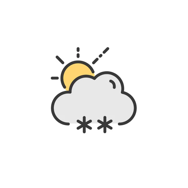 Snow Cloud Sun Filled Color Icon Weather Vector Illustration — Stock Vector