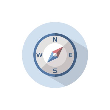 Pusula kuzey doğu yönünde. Daire üzerinde düz bir simge. Hava vektörü illüstrasyonu