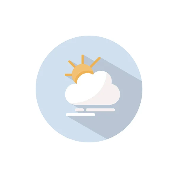 Nebbia Sole Icona Piatta Cerchio Illustrazione Vettoriale Meteo — Vettoriale Stock