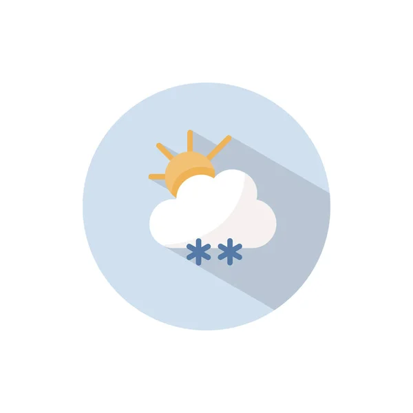 Снег Облако Солнце Плоская Иконка Круге Векторная Иллюстрация Погоды — стоковый вектор