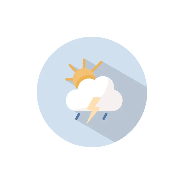 Tempête Nuage Soleil Icône Plate Sur Cercle Illustration Vectorielle Météo — Image vectorielle