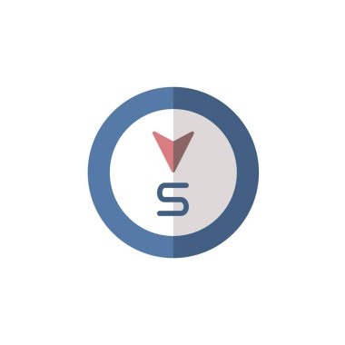 Güney yönünde. Düz simge. İzole hava vektörü çizimi