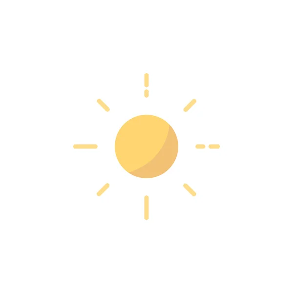 Shining Sun Flat Color Icon Isolated Weather Vector Illustration — Stock Vector