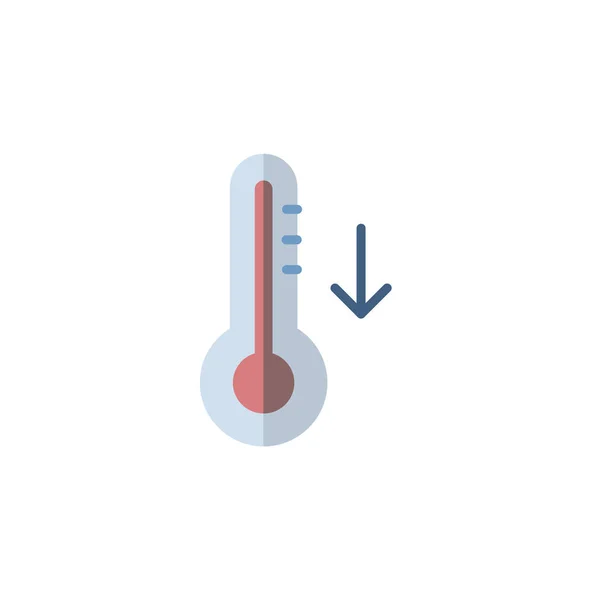 Termómetro Temperatura Queda Ícone Plano Ilustração Vetor Meteorológico Isolado — Vetor de Stock