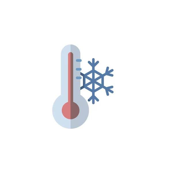 Thermometer Wintertemperatuur Vlakke Icoon Geïsoleerde Weersvector Illustratie — Stockvector