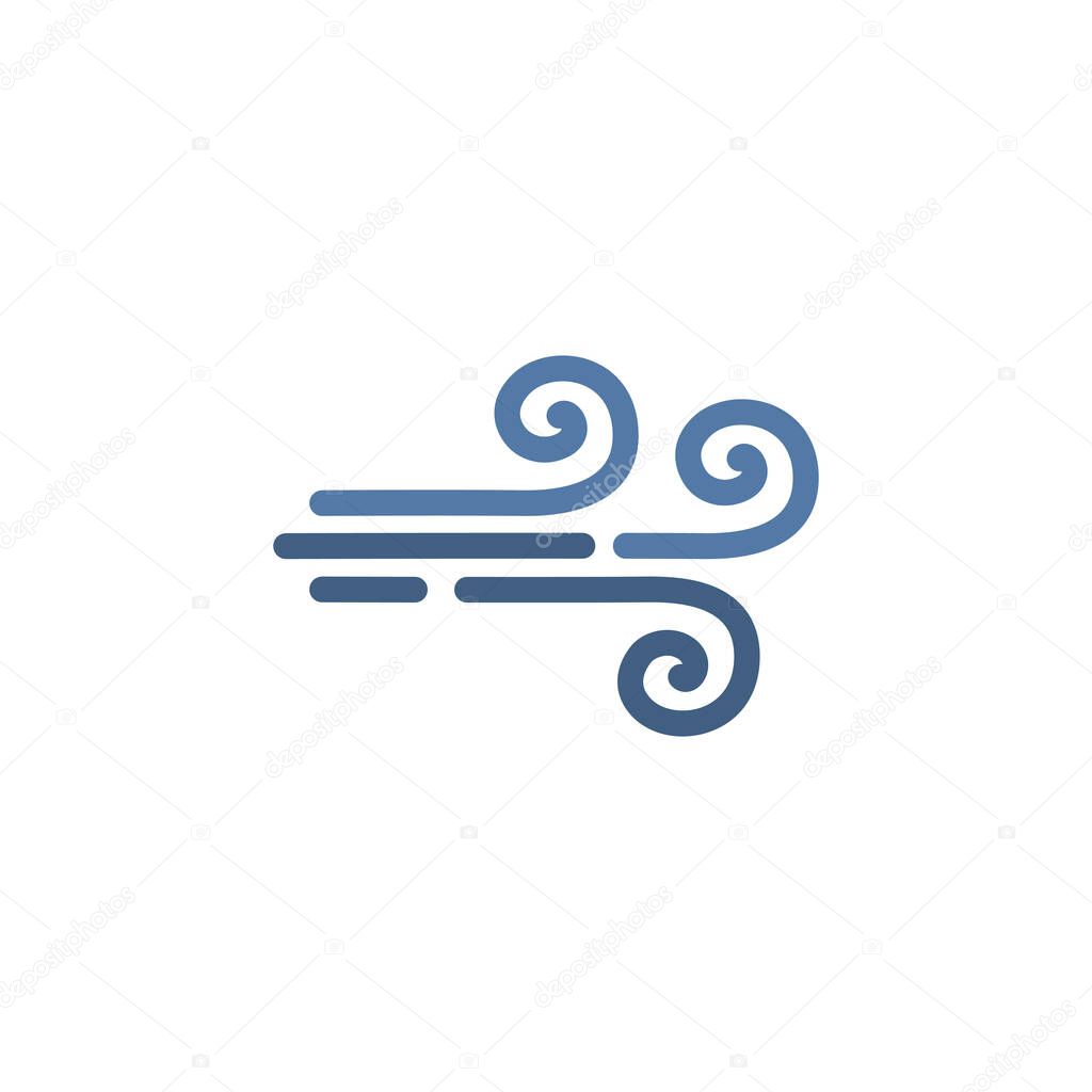 Wind. Flat icon. Isolated weather vector illustration