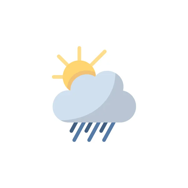 Дождь Облака Солнце Плоская Иконка Изолированная Векторная Иллюстрация Погоды — стоковый вектор