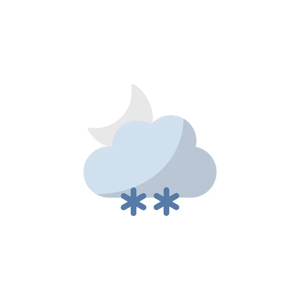 Snow Cloud Moon Flat Icon Isolated Weather Vector Illustration — Stock Vector