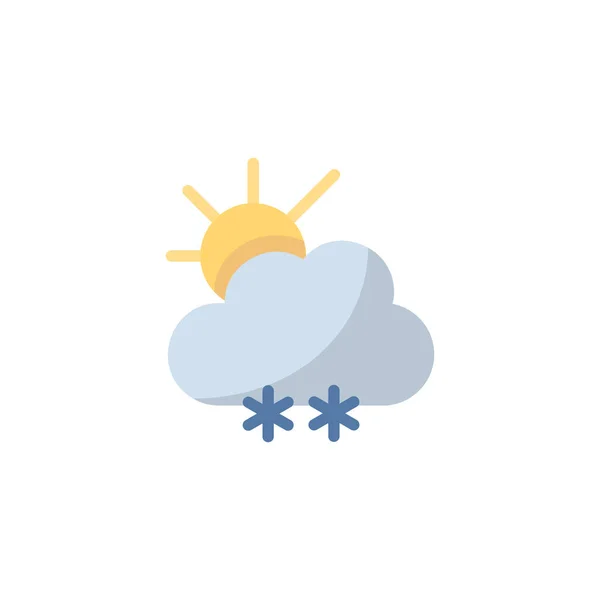 Snow Cloud Sun Flat Icon Isolated Weather Vector Illustration — Stock Vector
