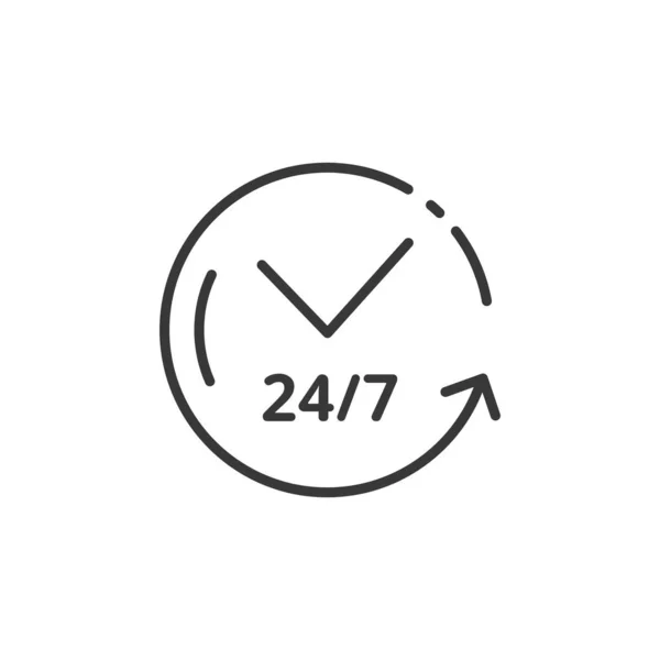 Horloge Icône Ligne Mince Service Assistance Schéma Commerce Illustration Vectorielle — Image vectorielle