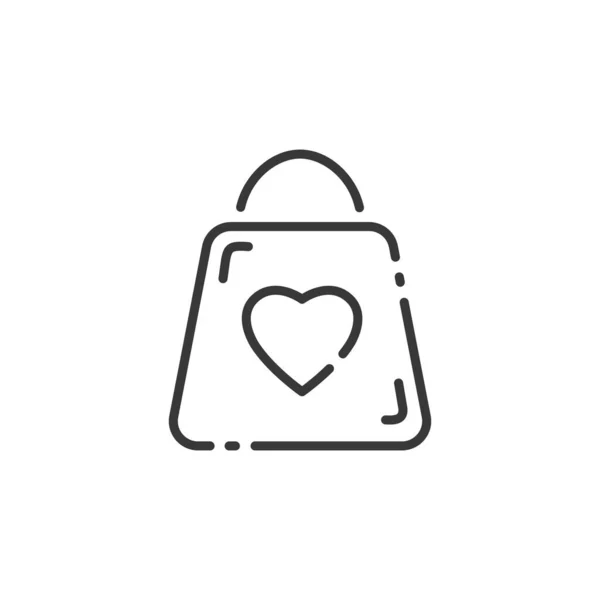 Τσάντα Αγορών Λεπτή Γραμμή Εικονίδιο Σύμβολο Καρδιάς Συνοπτική Απεικόνιση Διανύσματος — Διανυσματικό Αρχείο