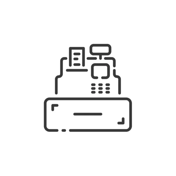 Ikona Tenkého Řádku Pokladny Pokladní Automat Obrys Vektorové Ilustrace Obchodu — Stockový vektor