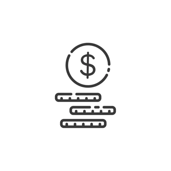 Μετρητά Εικονίδιο Λεπτή Γραμμή Χρημάτων Κέρματα Δολαρίων Συνοπτική Απεικόνιση Διανύσματος — Διανυσματικό Αρχείο