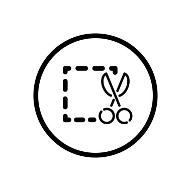 İndirim kuponu. Bilet ve makas. Bir çemberin içindeki ticari taslak simgesi. Vektör illüstrasyonu