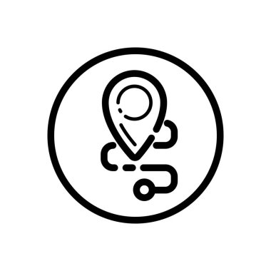 Konum. Harita ve navigasyon. Bir çemberin içindeki ticari taslak simgesi. Vektör illüstrasyonu