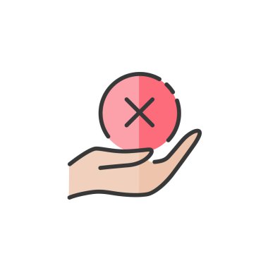 El ele tutuşun. Doldurulmuş renk simgesi. Ticari vektör illüstrasyonu