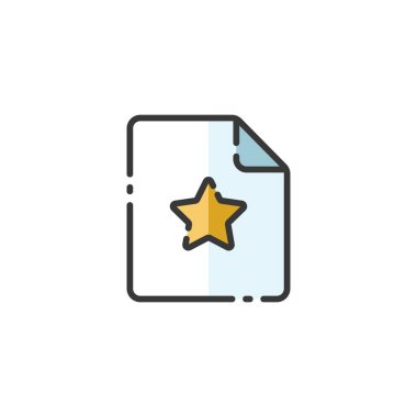 Belge. Yıldızlı kağıt. En sevdiğin parça. Doldurulmuş renk simgesi. Ticari vektör illüstrasyonu