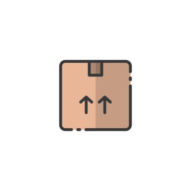 Ürün paketi. Nakliye ve teslimat kutusu. Doldurulmuş renk simgesi. Ticari vektör illüstrasyonu